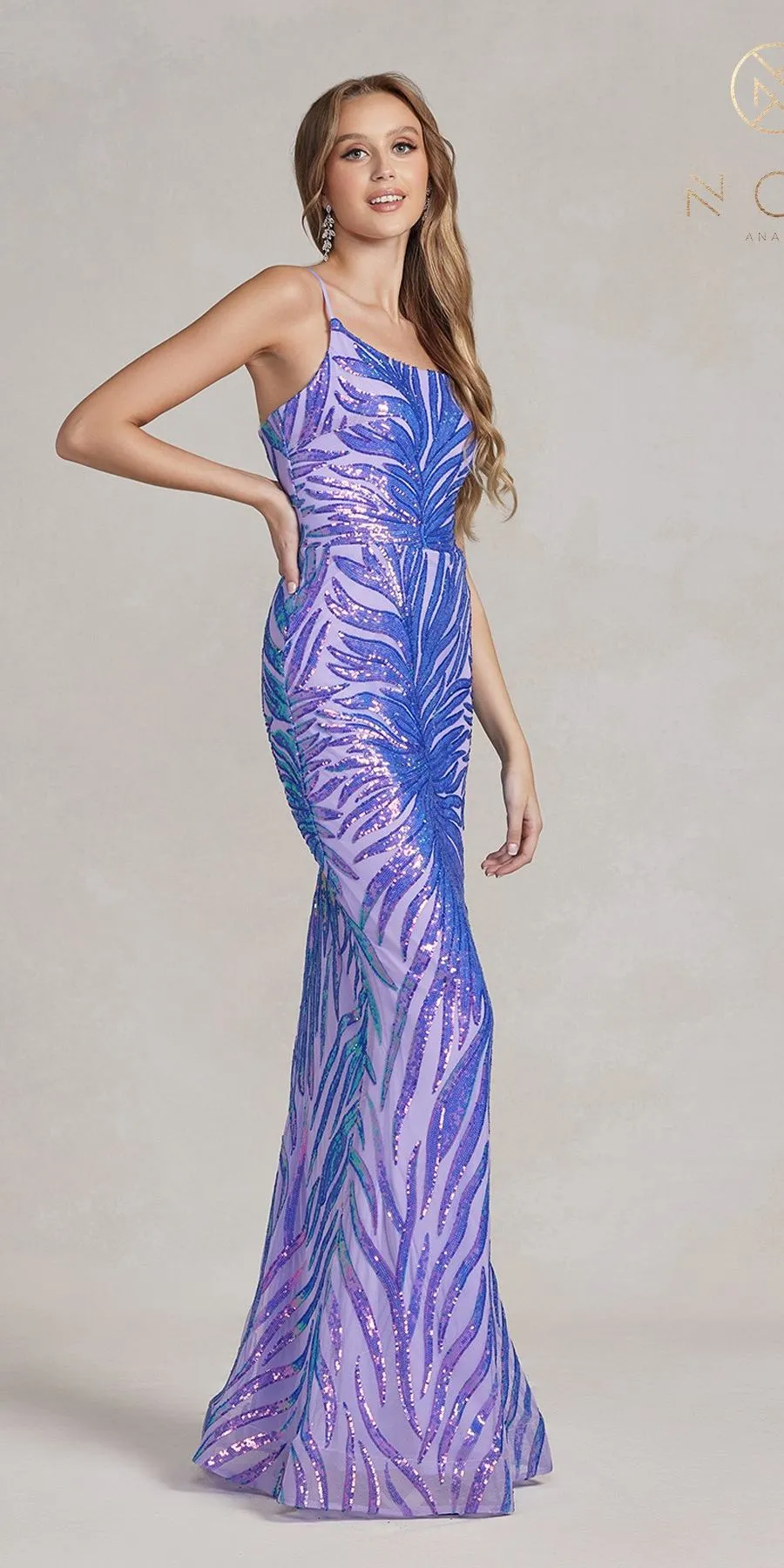 Nox Anabel R1204 Floor Length Fitted Sequin Gown