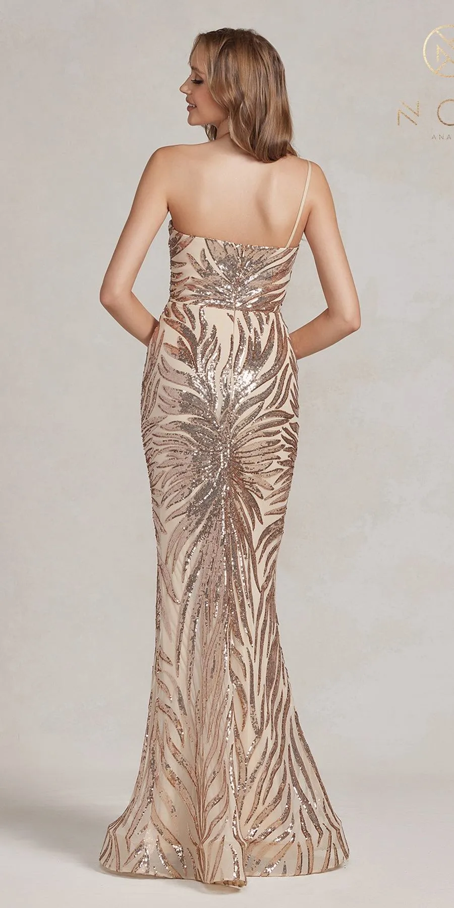 Nox Anabel R1204 Floor Length Fitted Sequin Gown