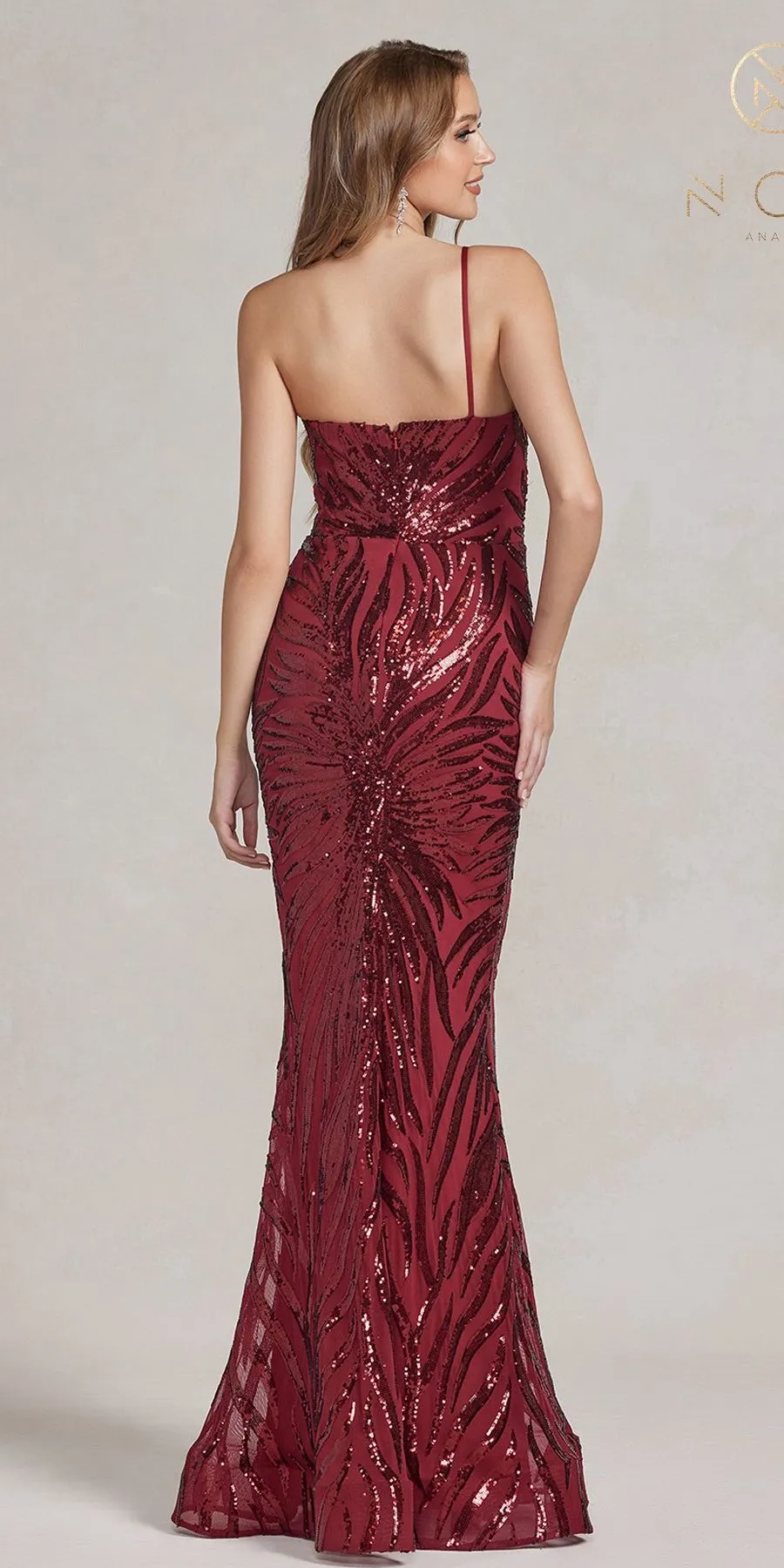 Nox Anabel R1204 Floor Length Fitted Sequin Gown
