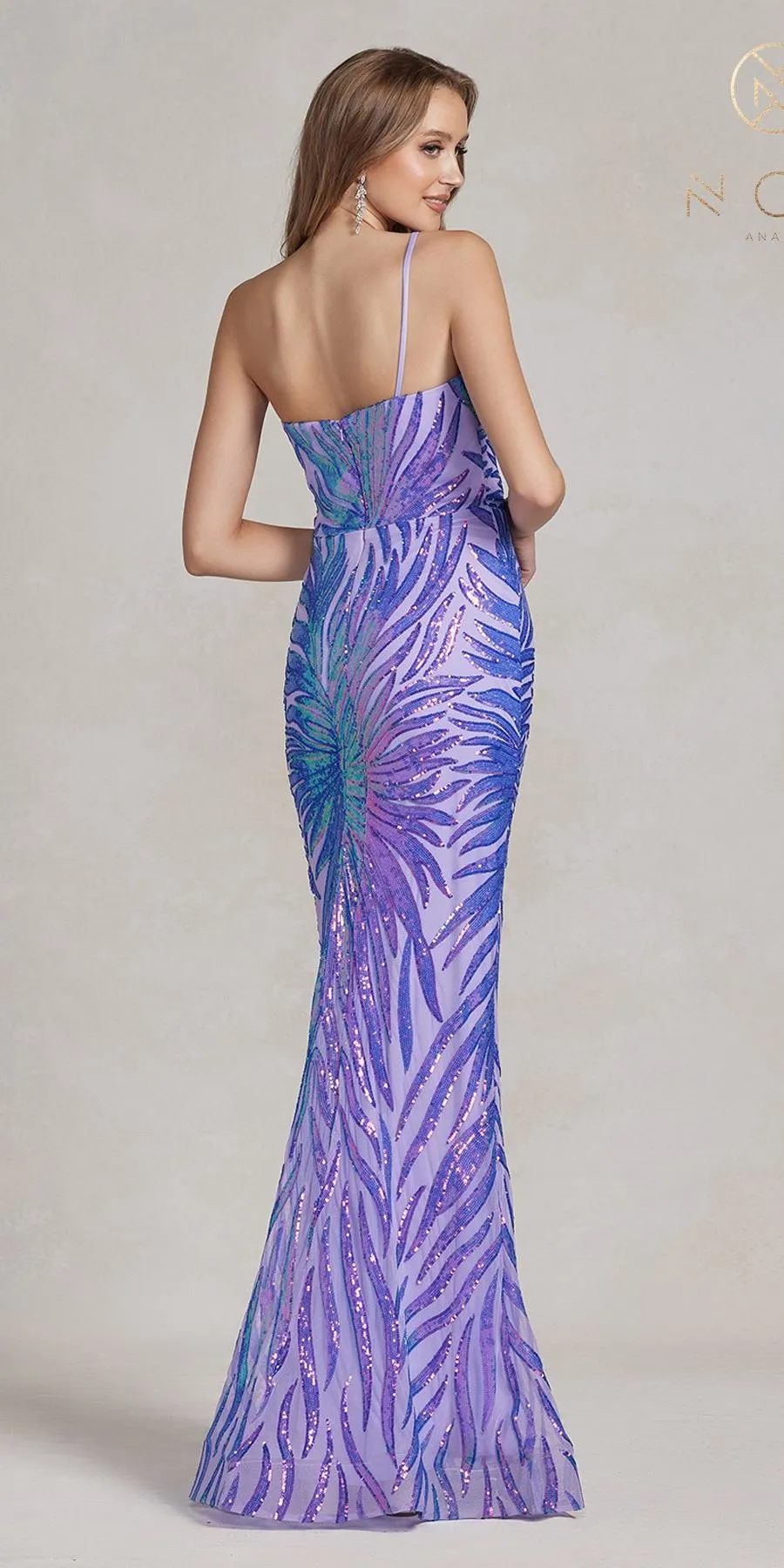 Nox Anabel R1204 Floor Length Fitted Sequin Gown