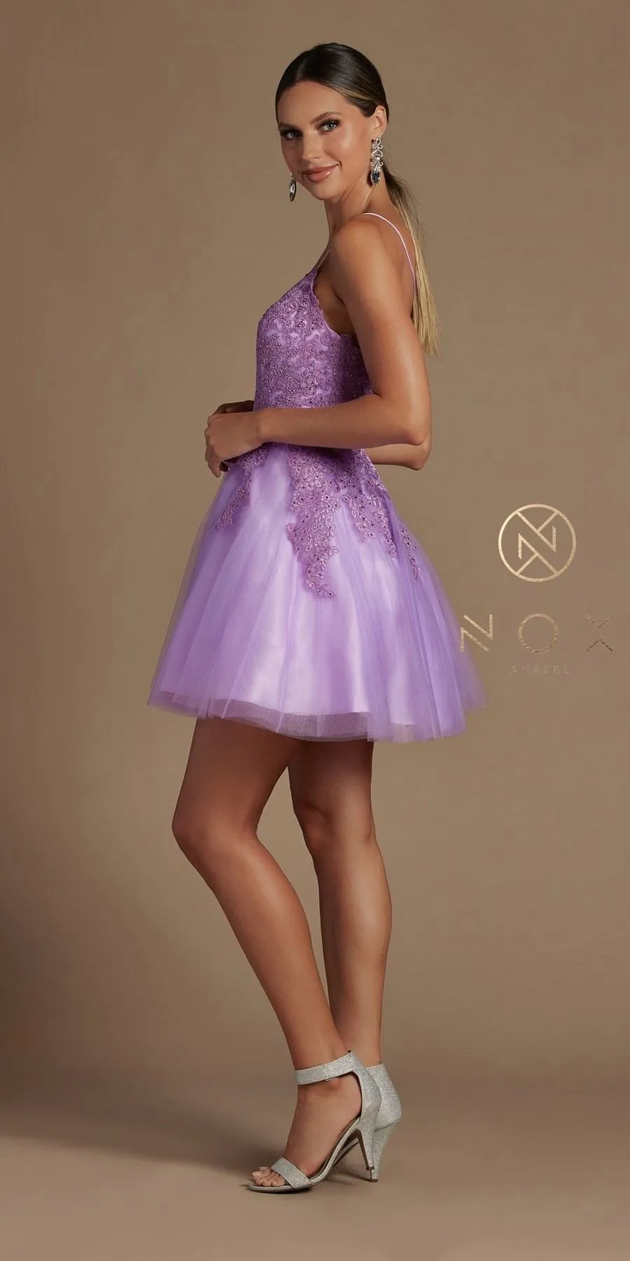 Nox Anabel R707 Sweetheart Baby Doll A-Line Dress Lace Applique Bodice