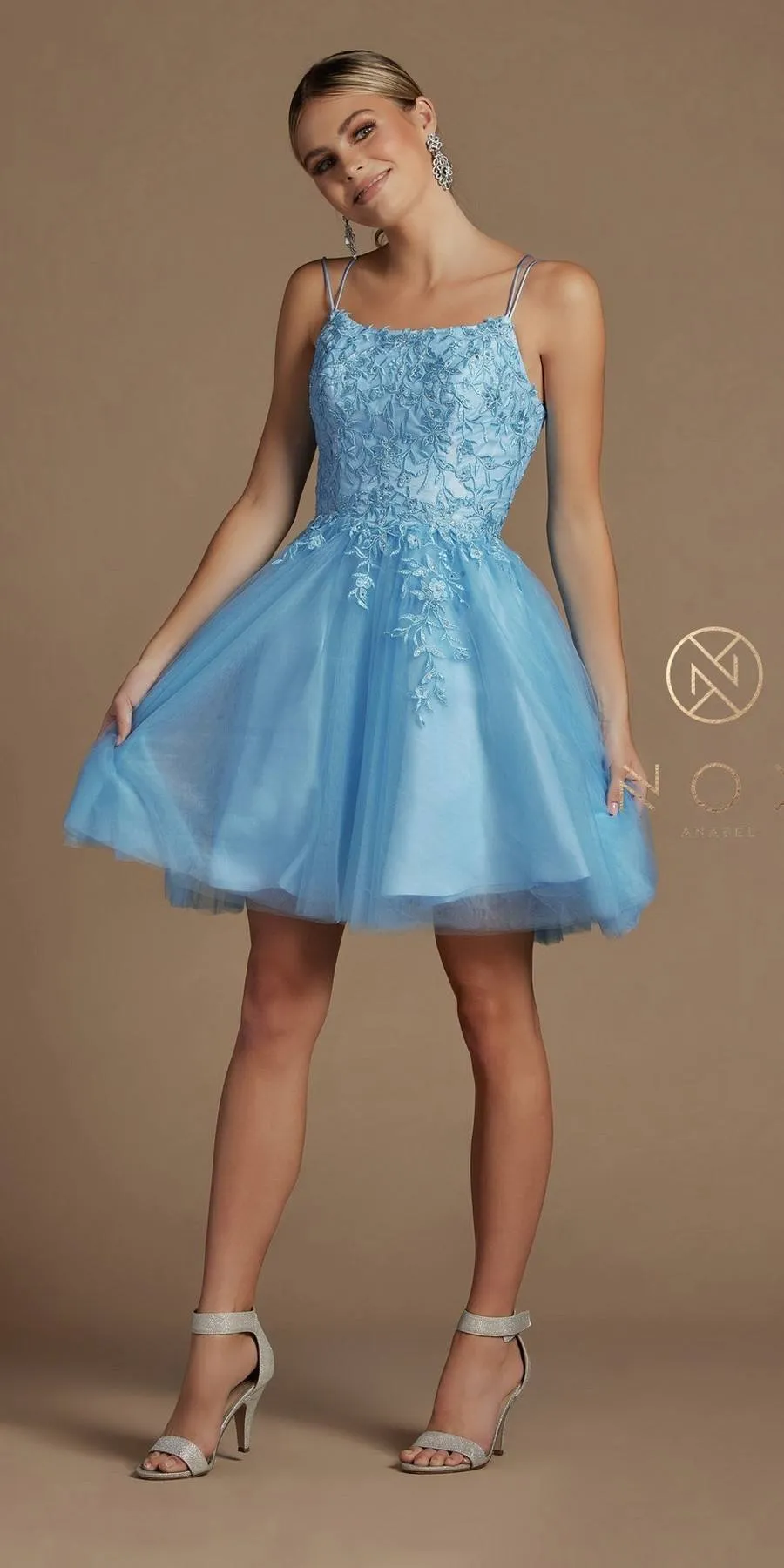 Nox Anabel T718 Short A-Line Corset Back Baby Doll Dress Tulle Skirt