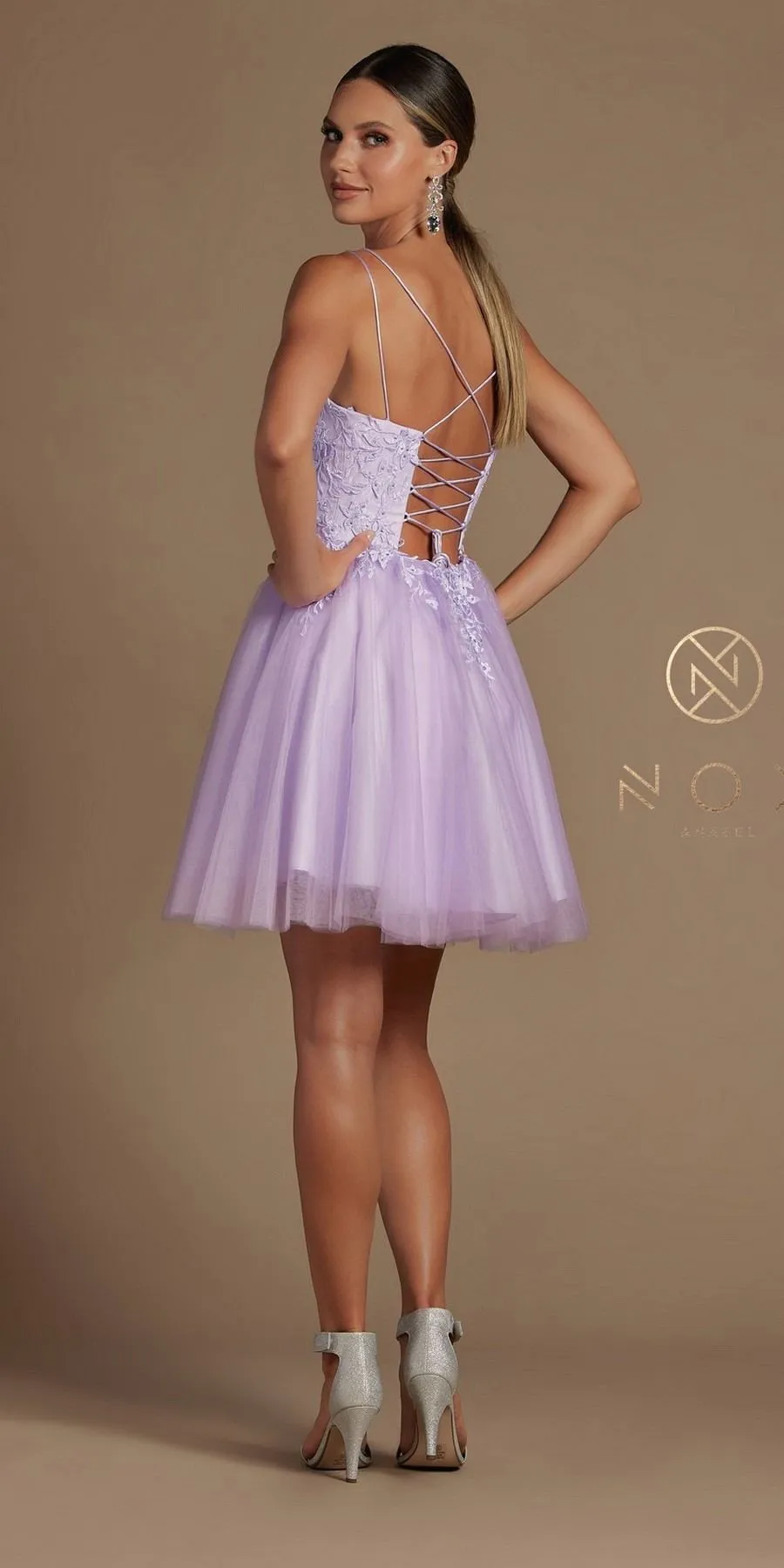 Nox Anabel T718 Short A-Line Corset Back Baby Doll Dress Tulle Skirt