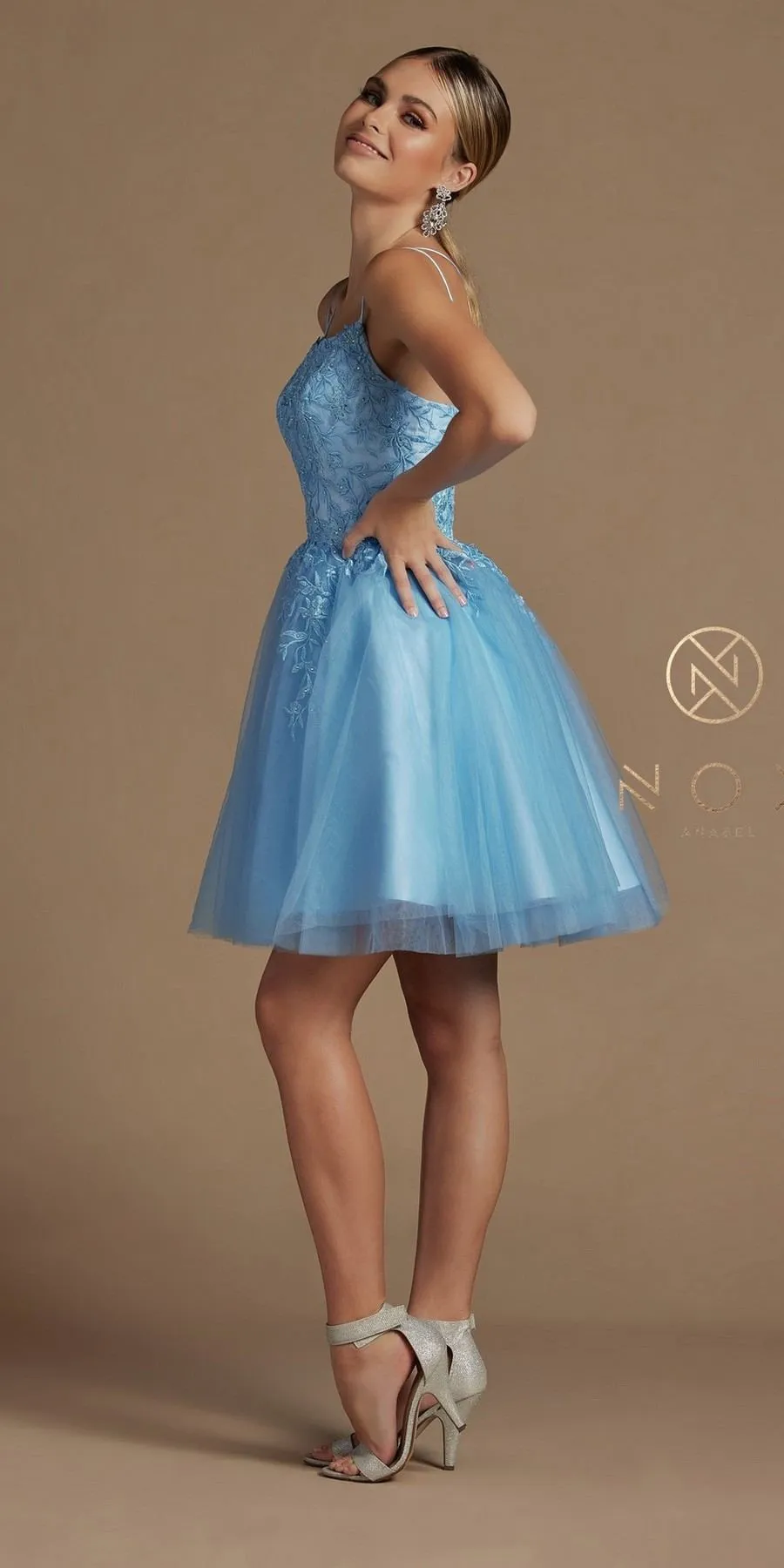 Nox Anabel T718 Short A-Line Corset Back Baby Doll Dress Tulle Skirt