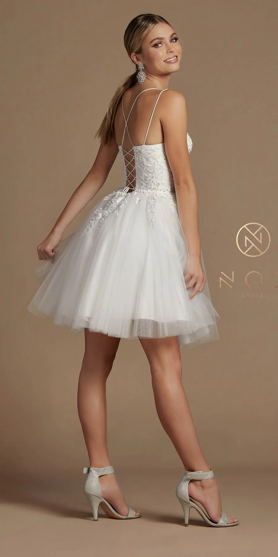 Nox Anabel T718 Short A-Line Corset Back Baby Doll Dress Tulle Skirt
