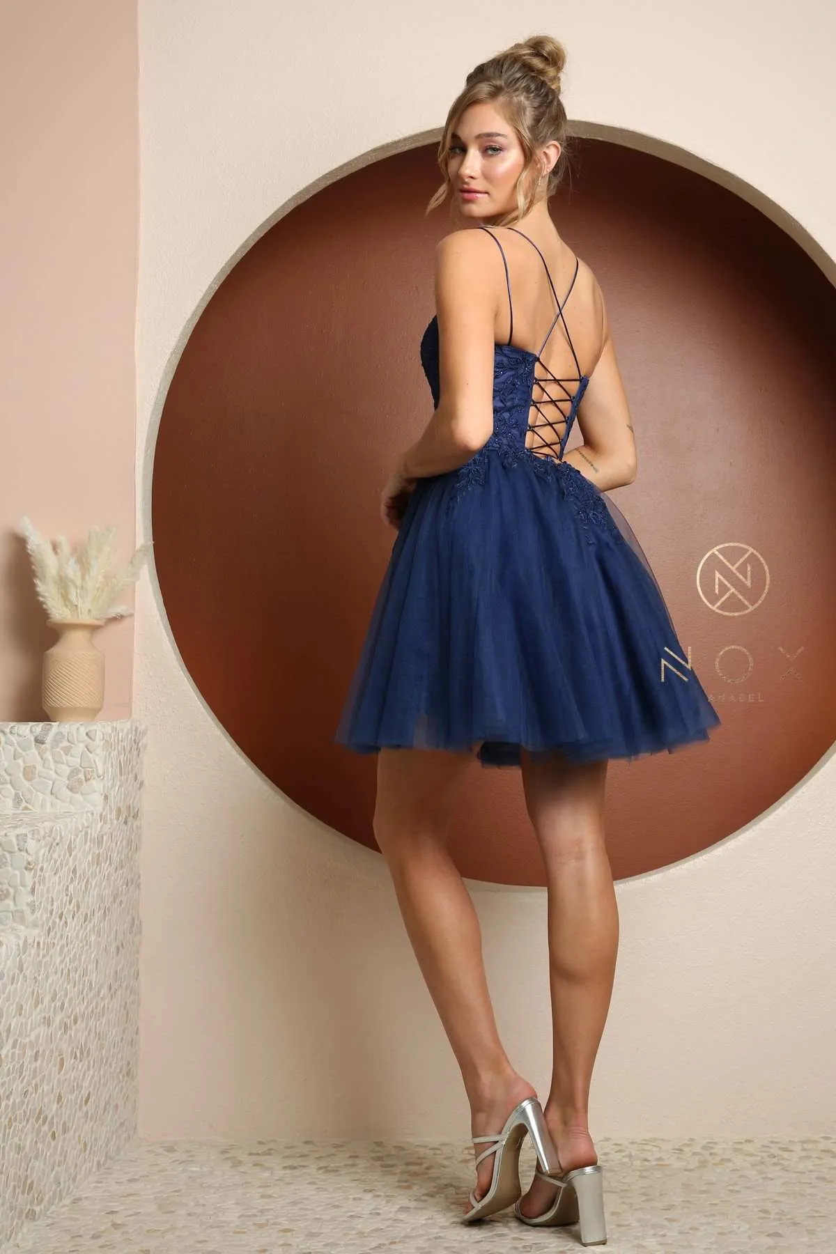 Nox Anabel T718 Short A-Line Corset Back Baby Doll Dress Tulle Skirt