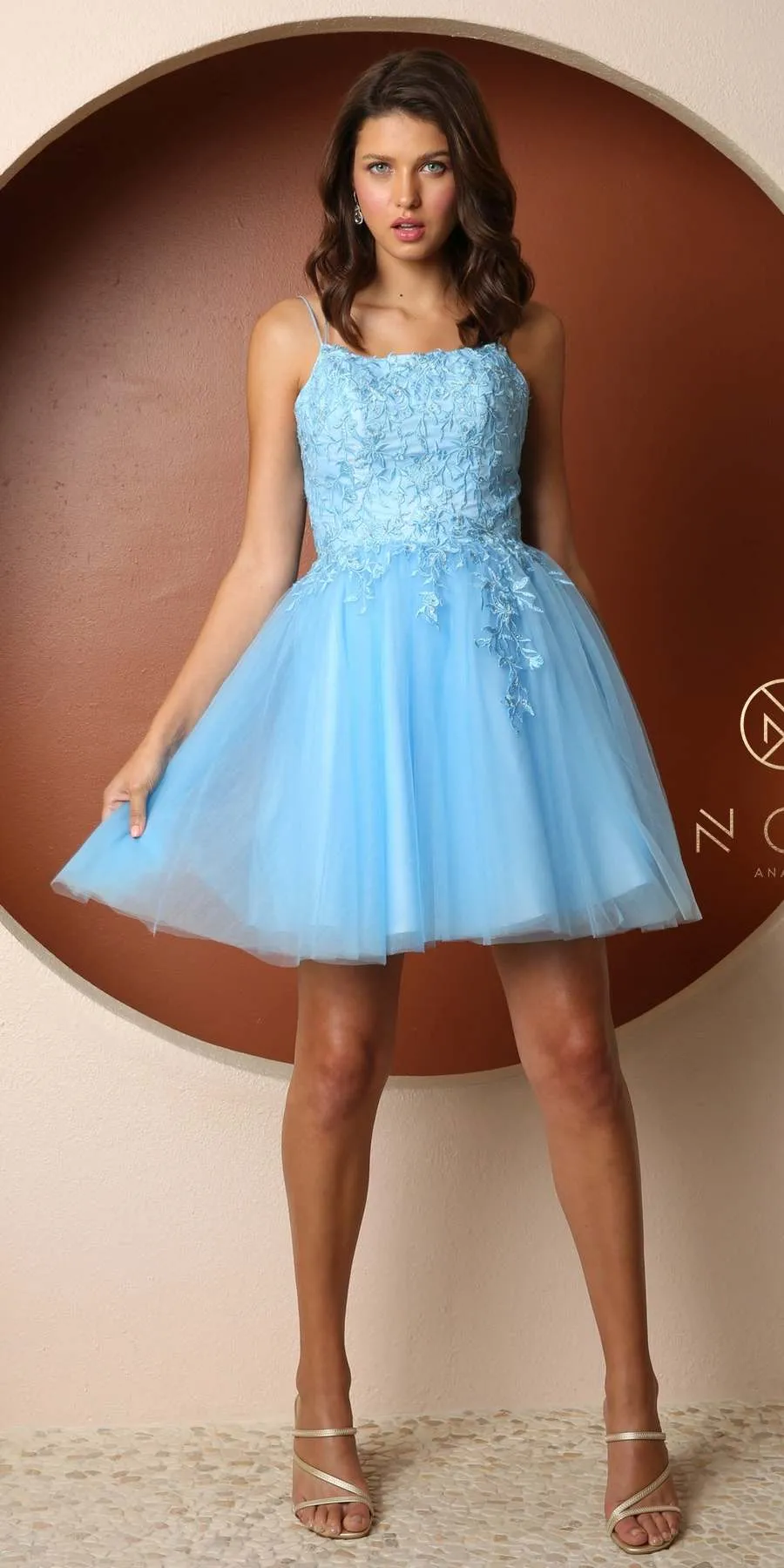 Nox Anabel T718 Short A-Line Corset Back Baby Doll Dress Tulle Skirt