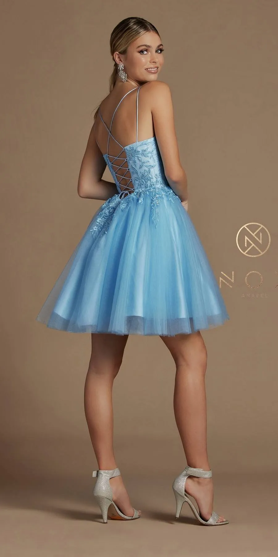 Nox Anabel T718 Short A-Line Corset Back Baby Doll Dress Tulle Skirt