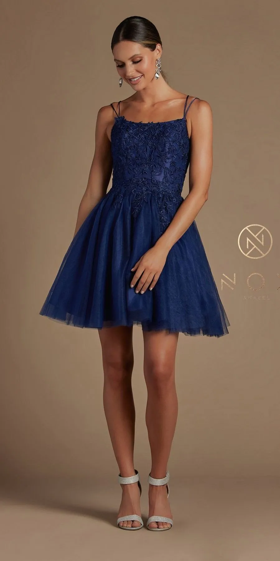 Nox Anabel T718 Short A-Line Corset Back Baby Doll Dress Tulle Skirt