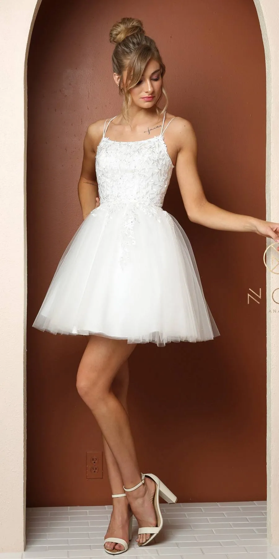 Nox Anabel T718 Short A-Line Corset Back Baby Doll Dress Tulle Skirt