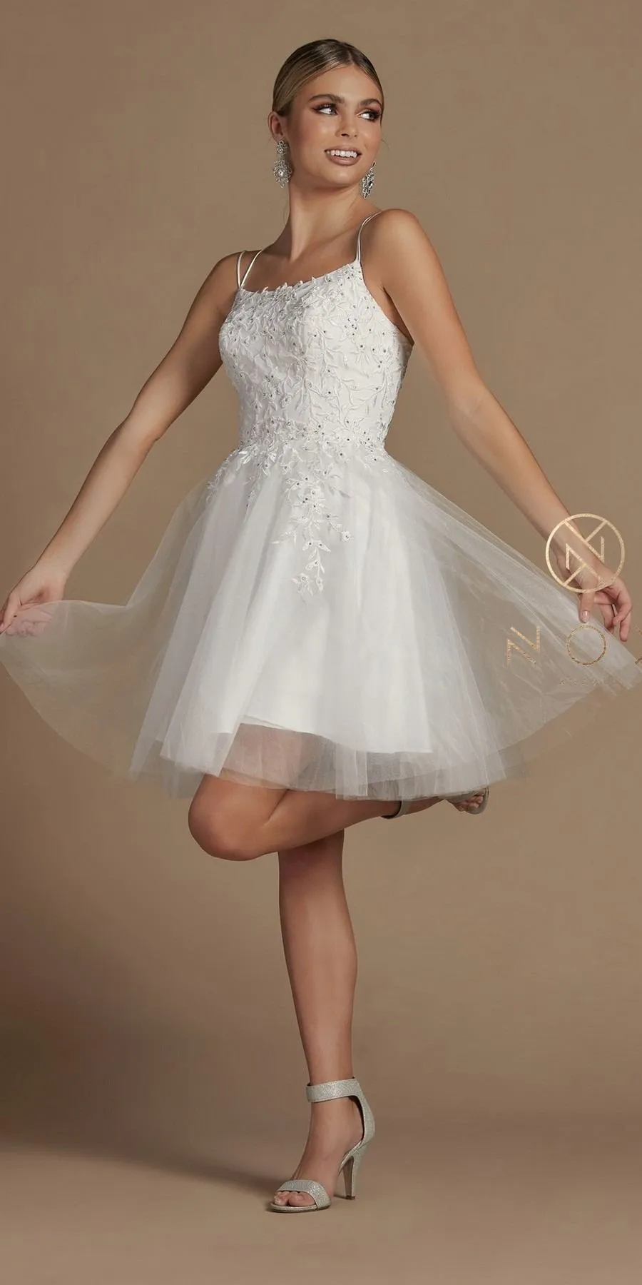 Nox Anabel T718 Short A-Line Corset Back Baby Doll Dress Tulle Skirt