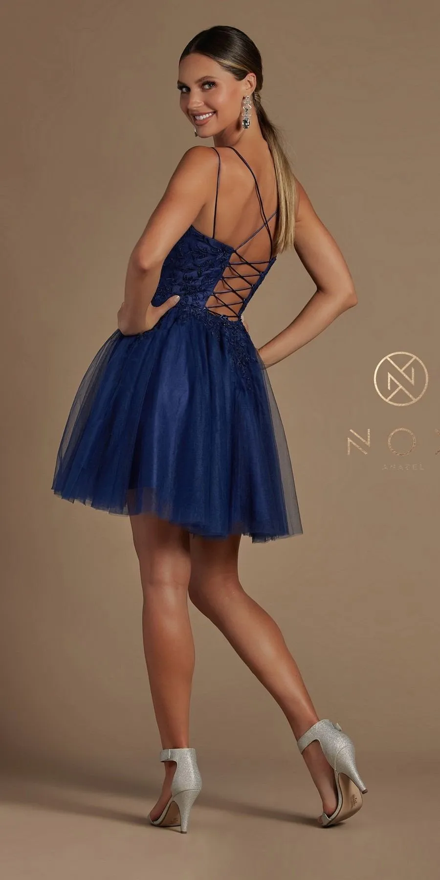 Nox Anabel T718 Short A-Line Corset Back Baby Doll Dress Tulle Skirt