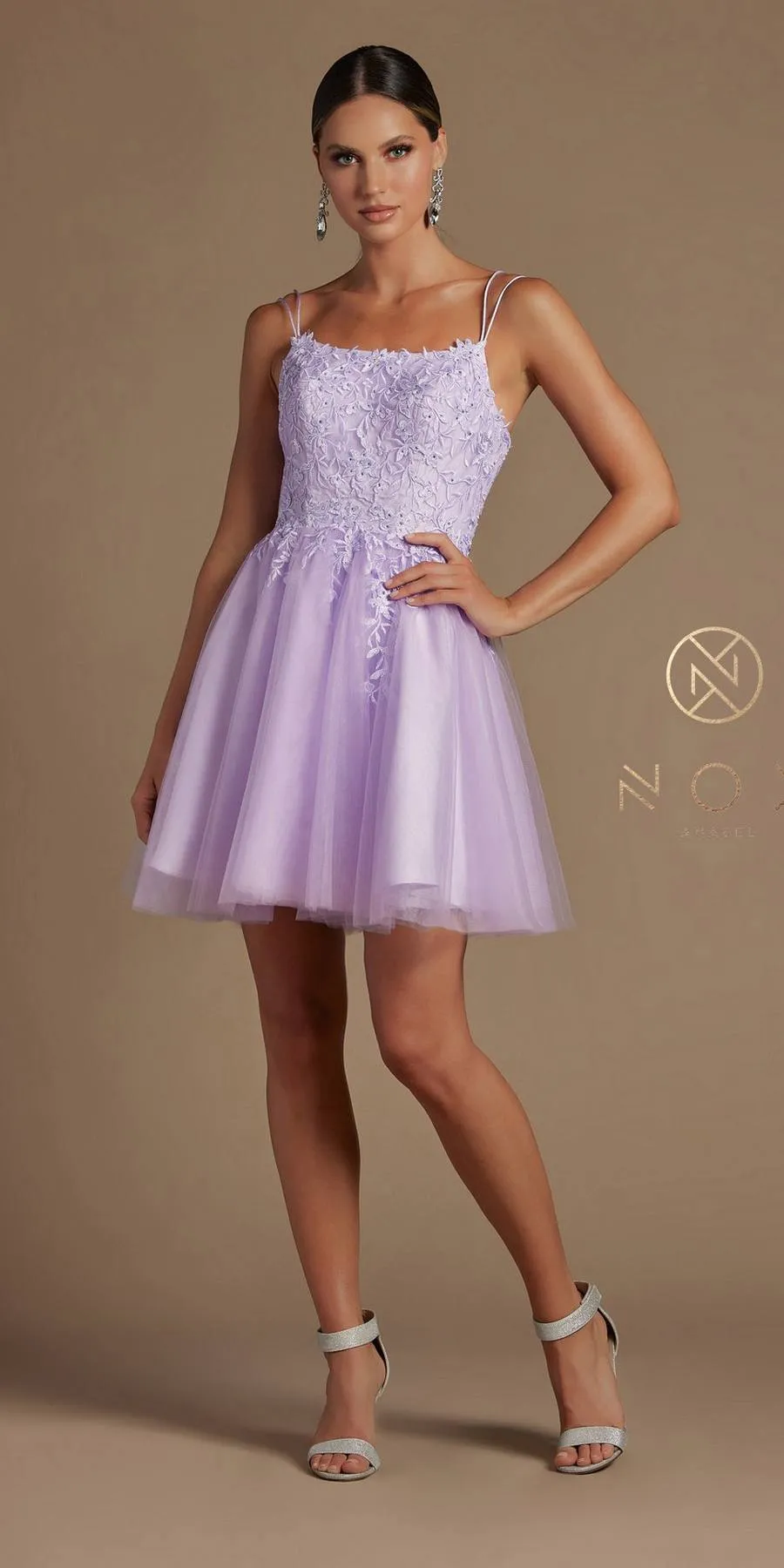 Nox Anabel T718 Short A-Line Corset Back Baby Doll Dress Tulle Skirt