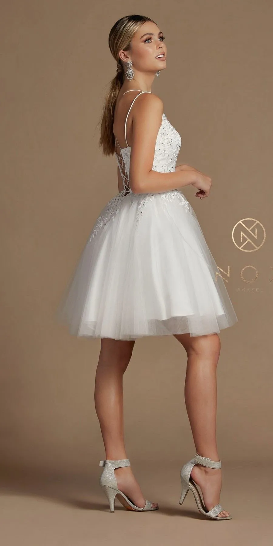 Nox Anabel T718 Short A-Line Corset Back Baby Doll Dress Tulle Skirt