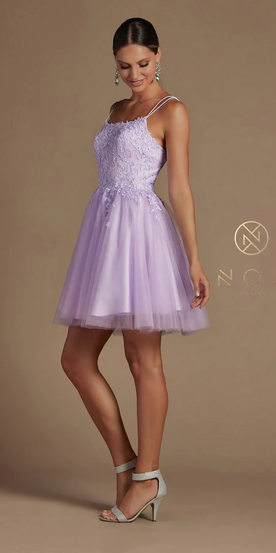 Nox Anabel T718 Short A-Line Corset Back Baby Doll Dress Tulle Skirt