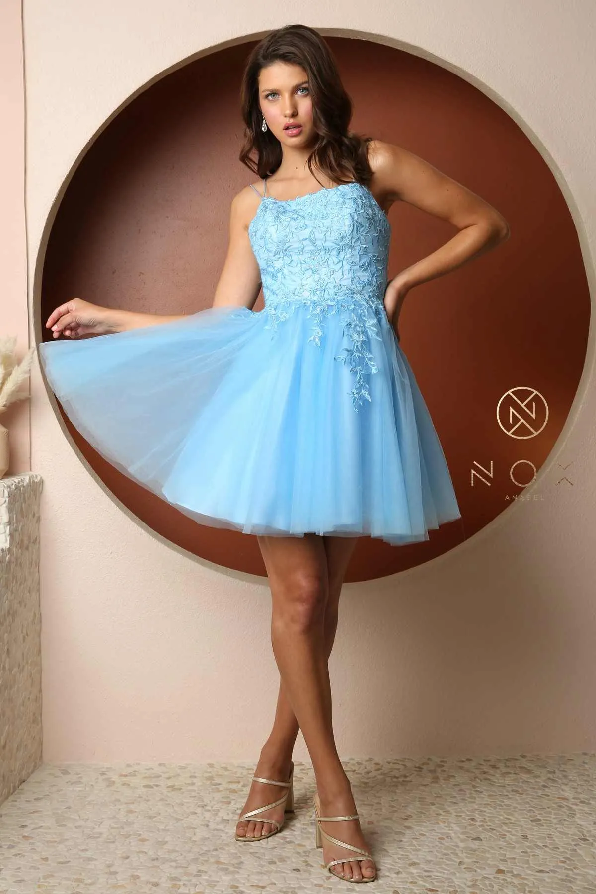 Nox Anabel T718 Short A-Line Corset Back Baby Doll Dress Tulle Skirt