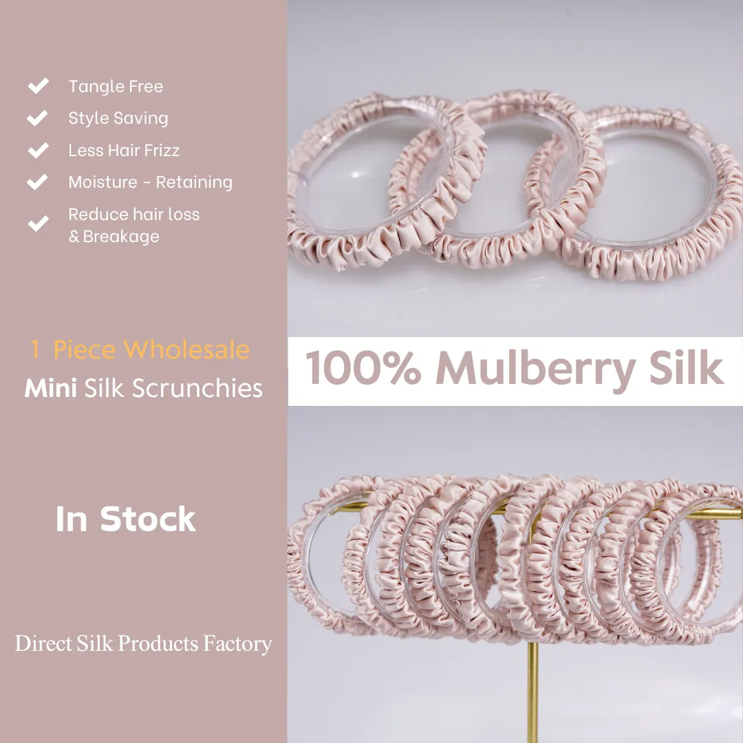 Nude silk scrunchies mini