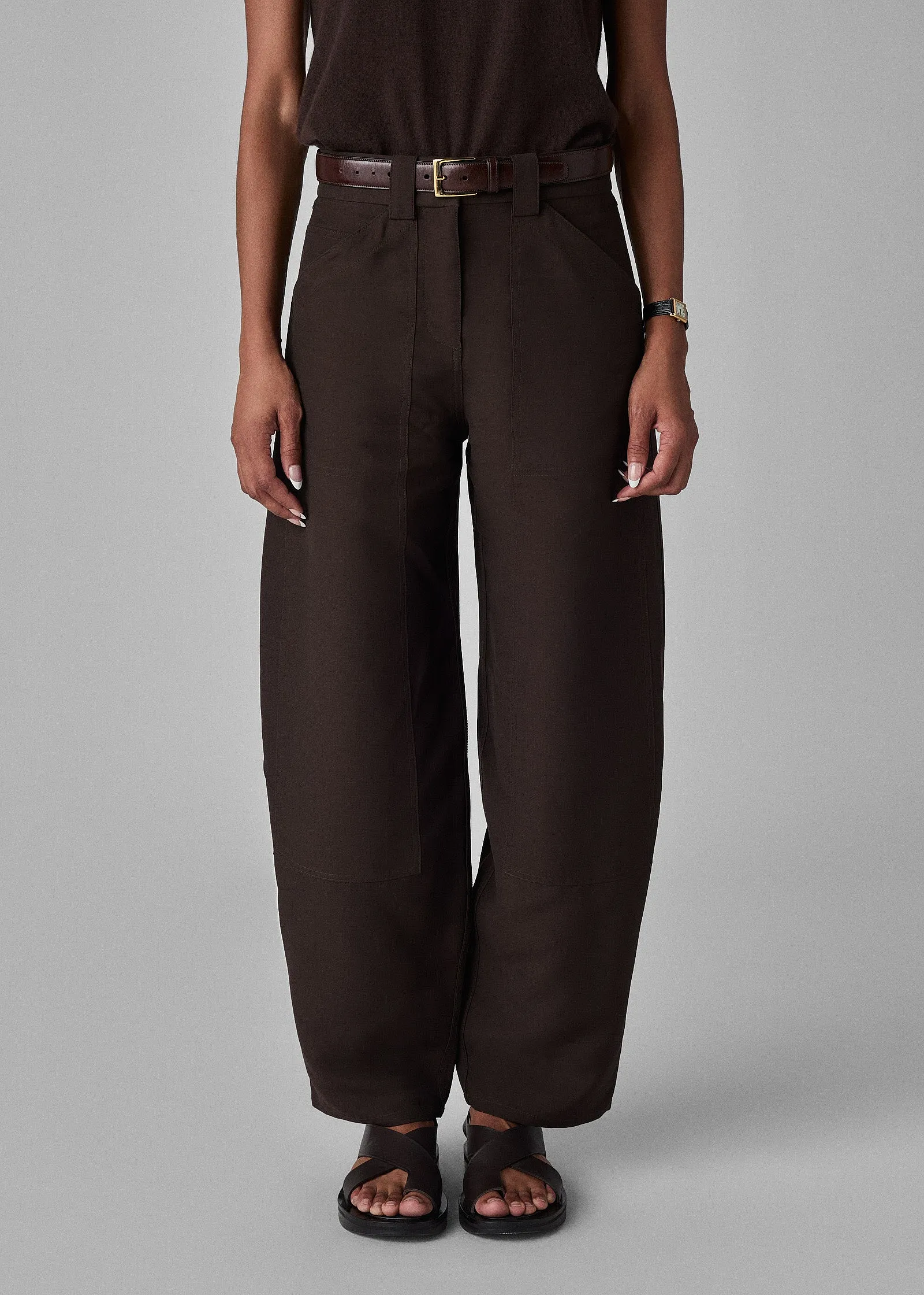 Patch Pocket Pant in Faille - Chocolate