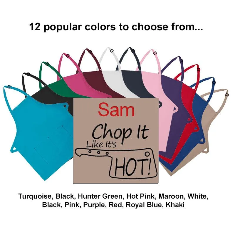 Personalized Apron Embroidered Chop It Like It's Hot Design Add a Name