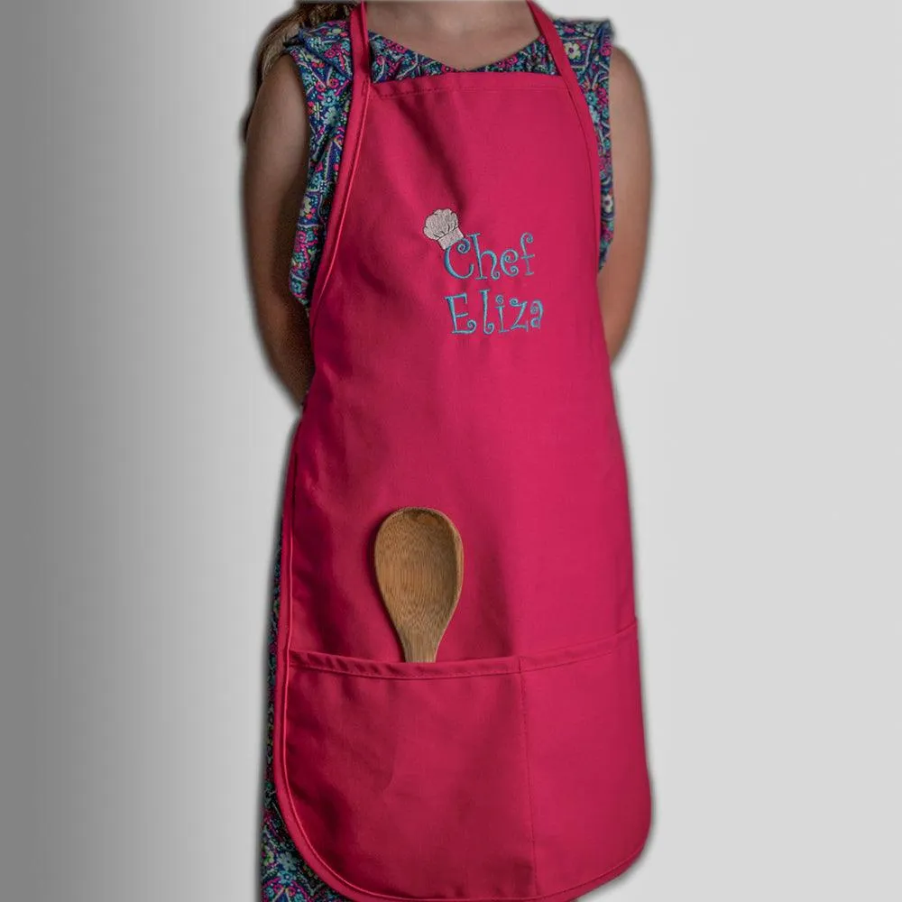 Personalized Child Apron Embroidered Peace Love Dog Design Add a Name