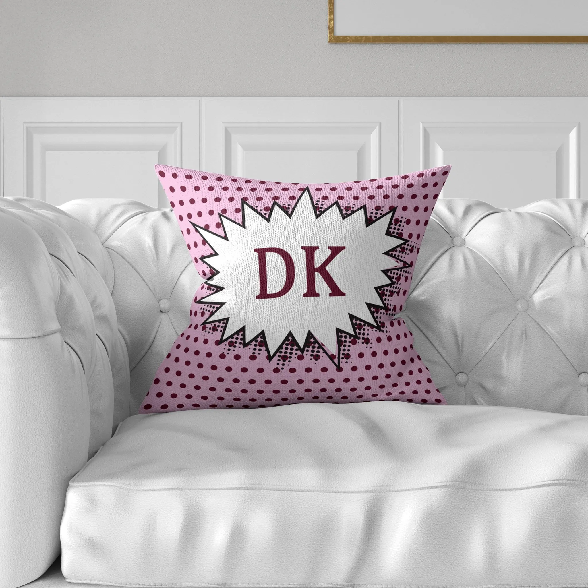 Personalized Vintage Polka Dot Throw Pillow