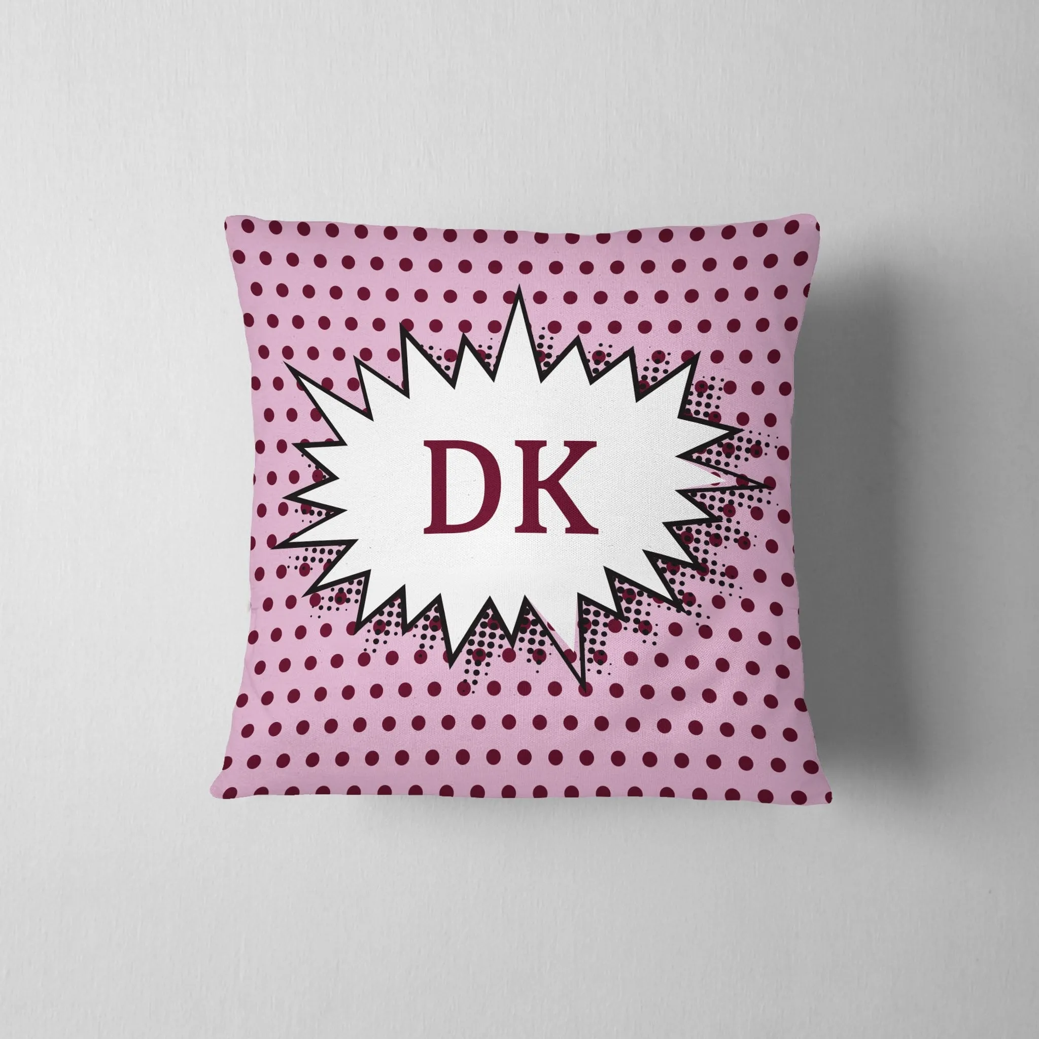 Personalized Vintage Polka Dot Throw Pillow