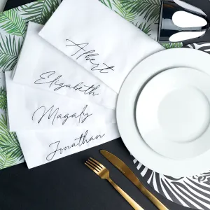 Personalized White Linen Napkins - Set of 12