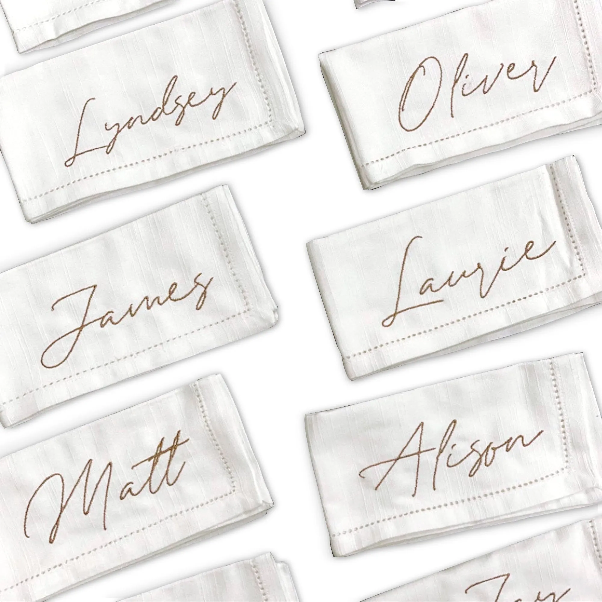Personalized White Linen Napkins - Set of 12