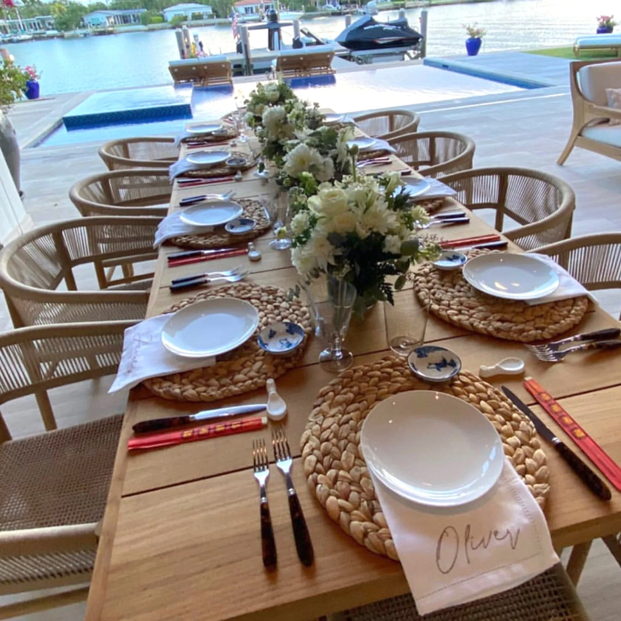 Personalized White Linen Napkins - Set of 12