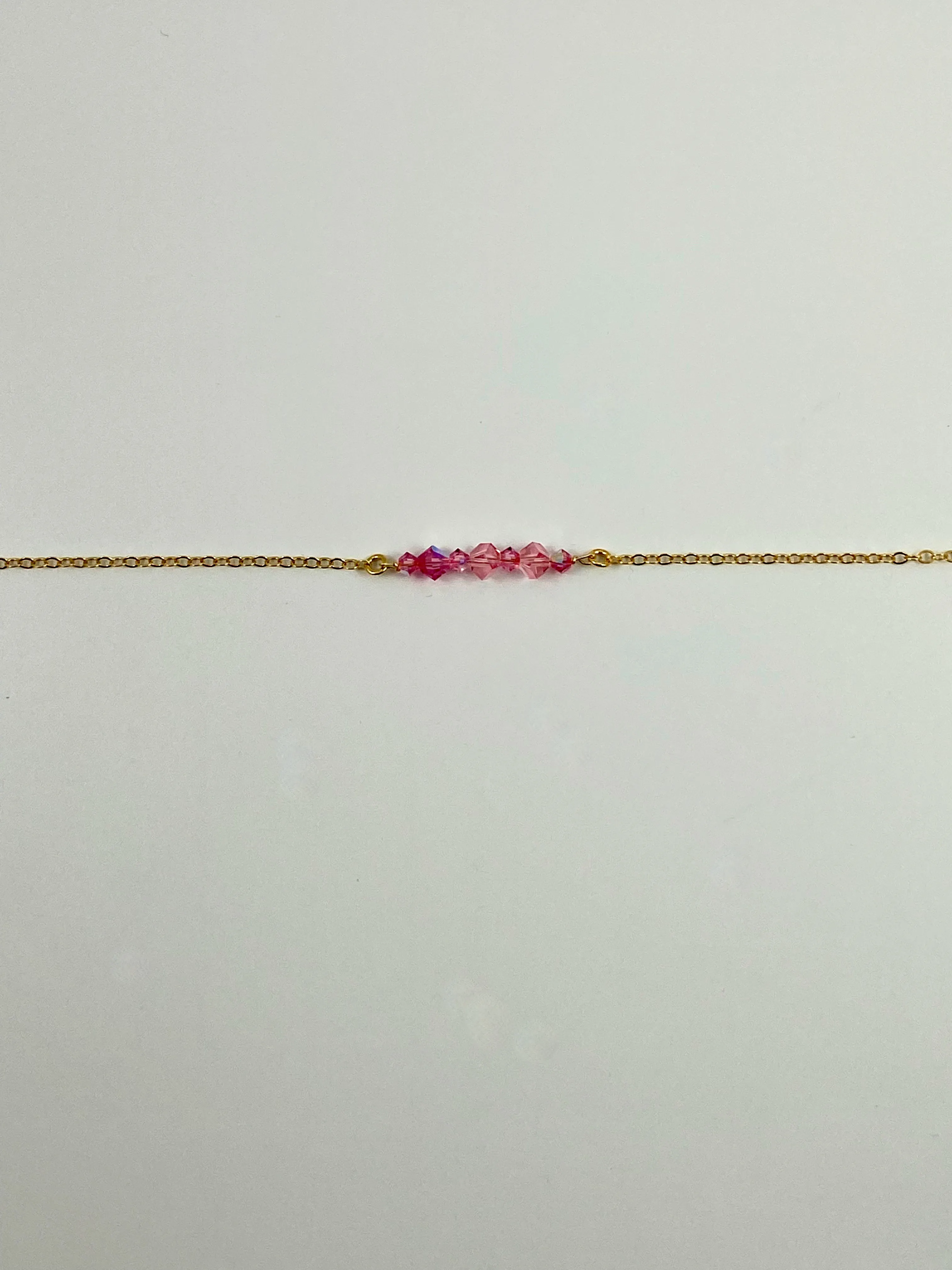 Pink Crystal  Bar Necklace
