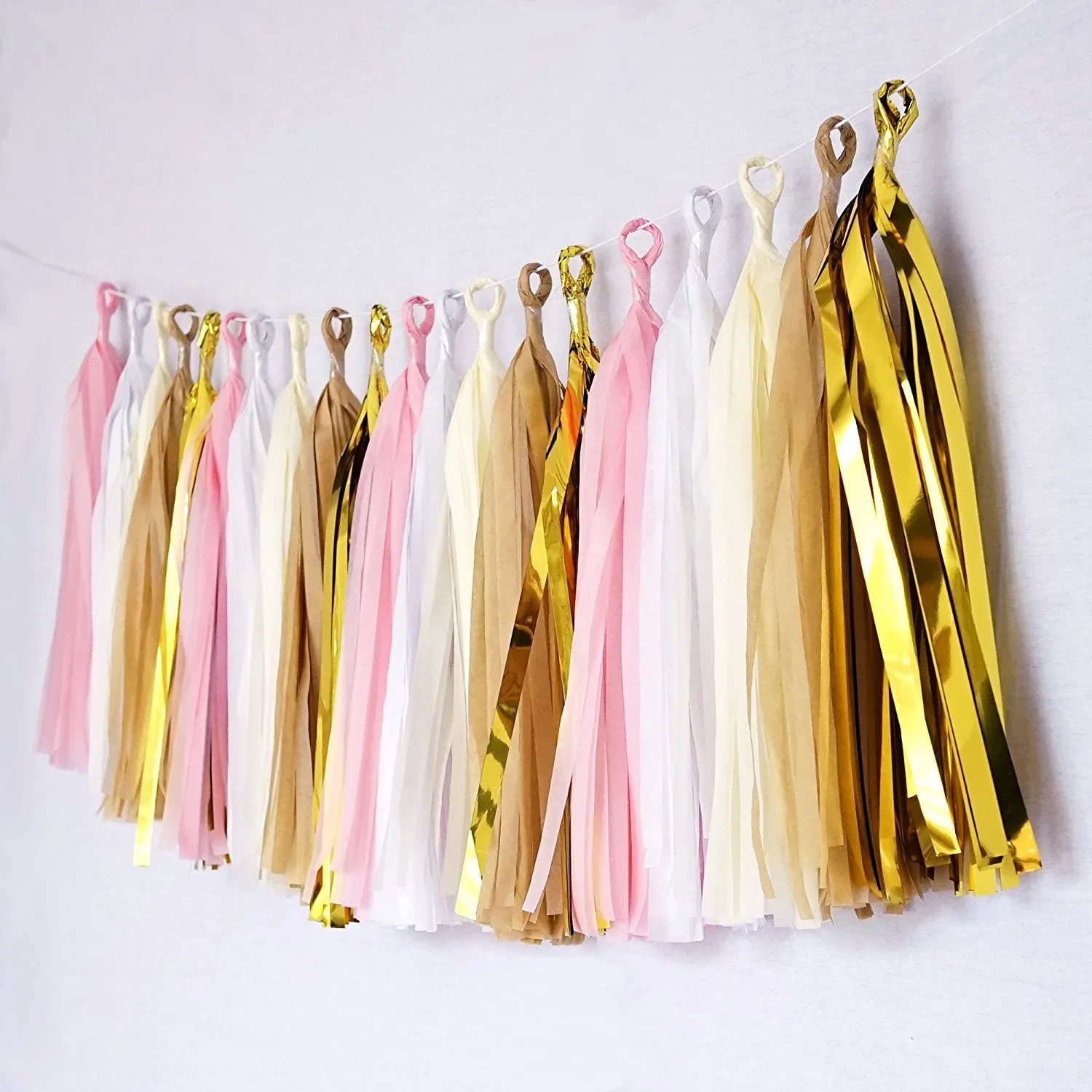 Pink White Beige Gold Tassel Garland Banner Party Decoration Wedding Baby