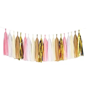 Pink White Beige Gold Tassel Garland Banner Party Decoration Wedding Baby
