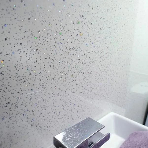 Platinum White Sparkle Bathroom Wall Panels PVC 8mm Thick Cladding 2.6m x 250mm