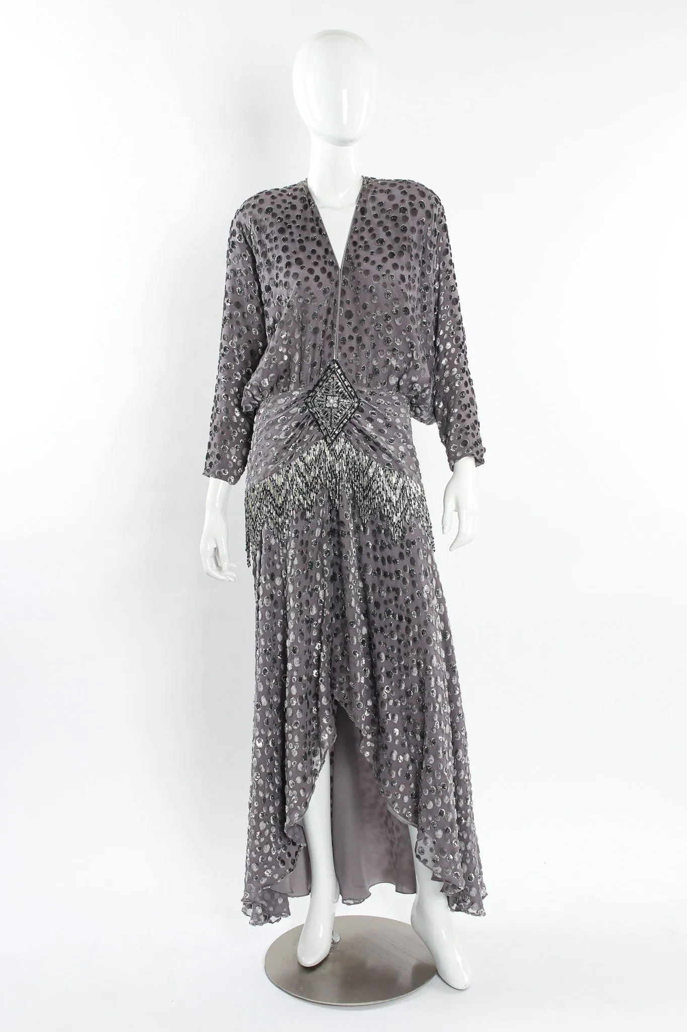 Polka Dot Beaded Silk Dress