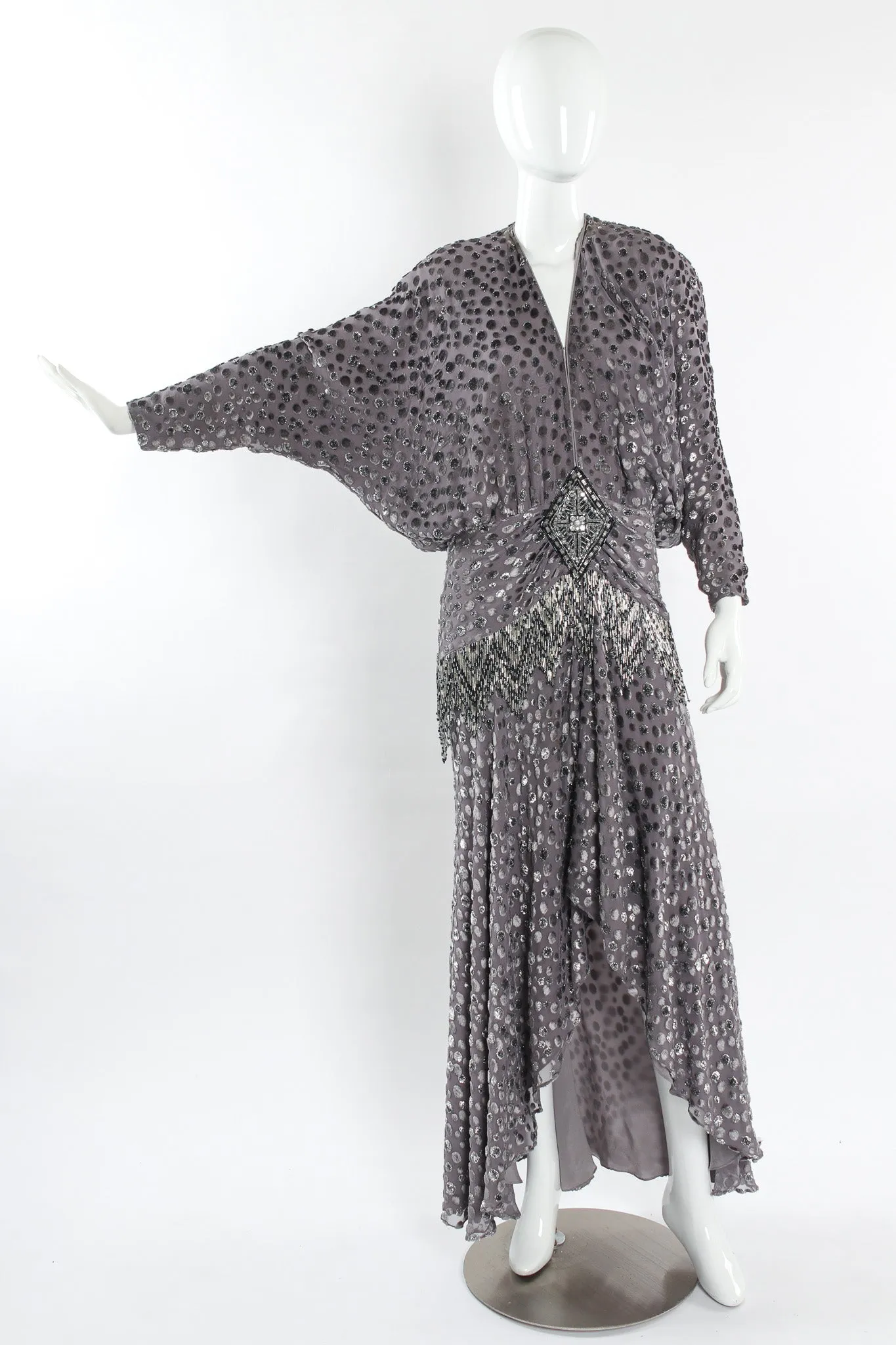 Polka Dot Beaded Silk Dress