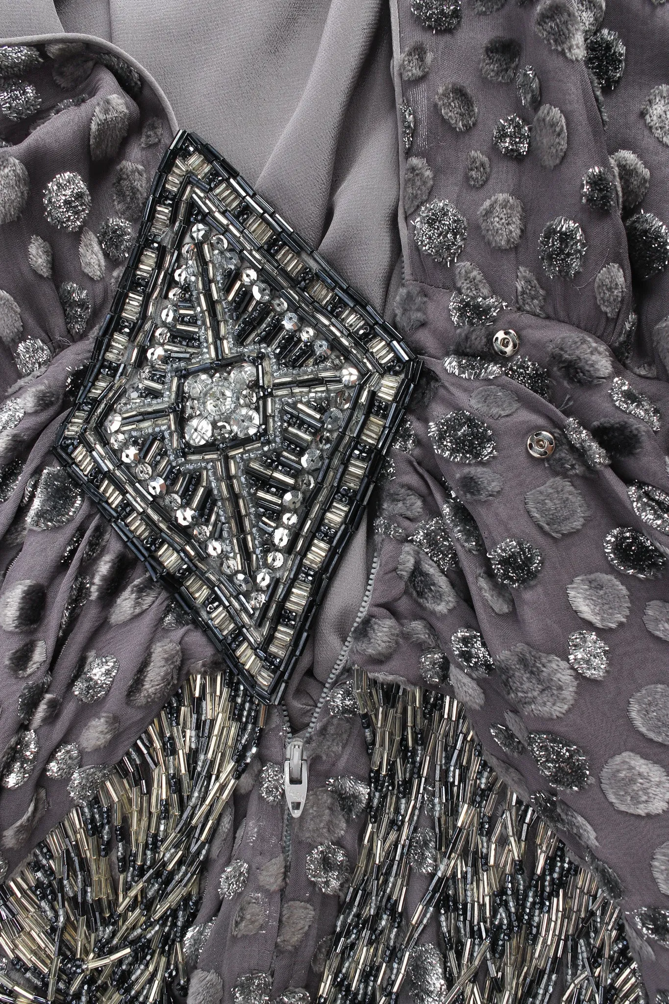 Polka Dot Beaded Silk Dress