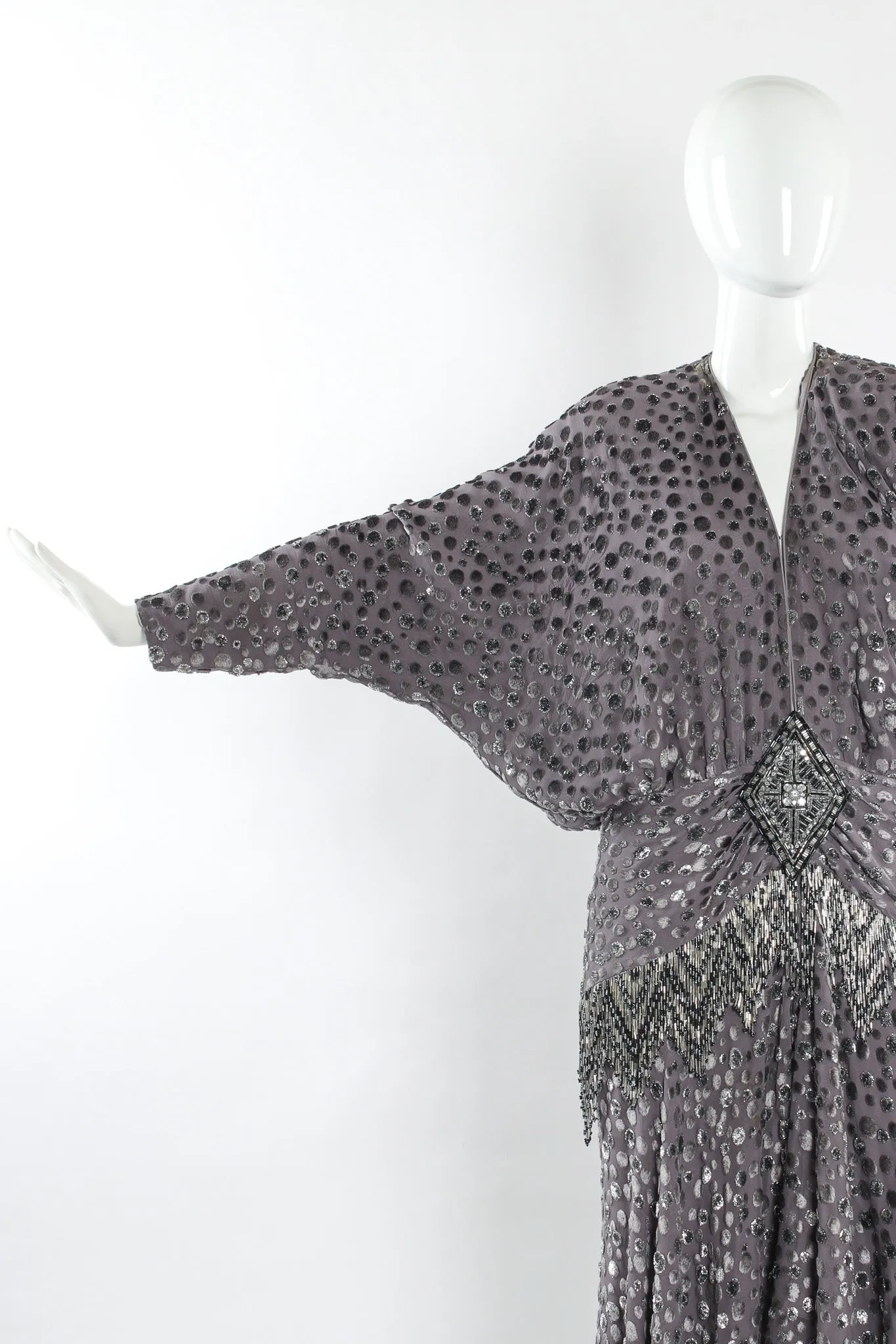 Polka Dot Beaded Silk Dress
