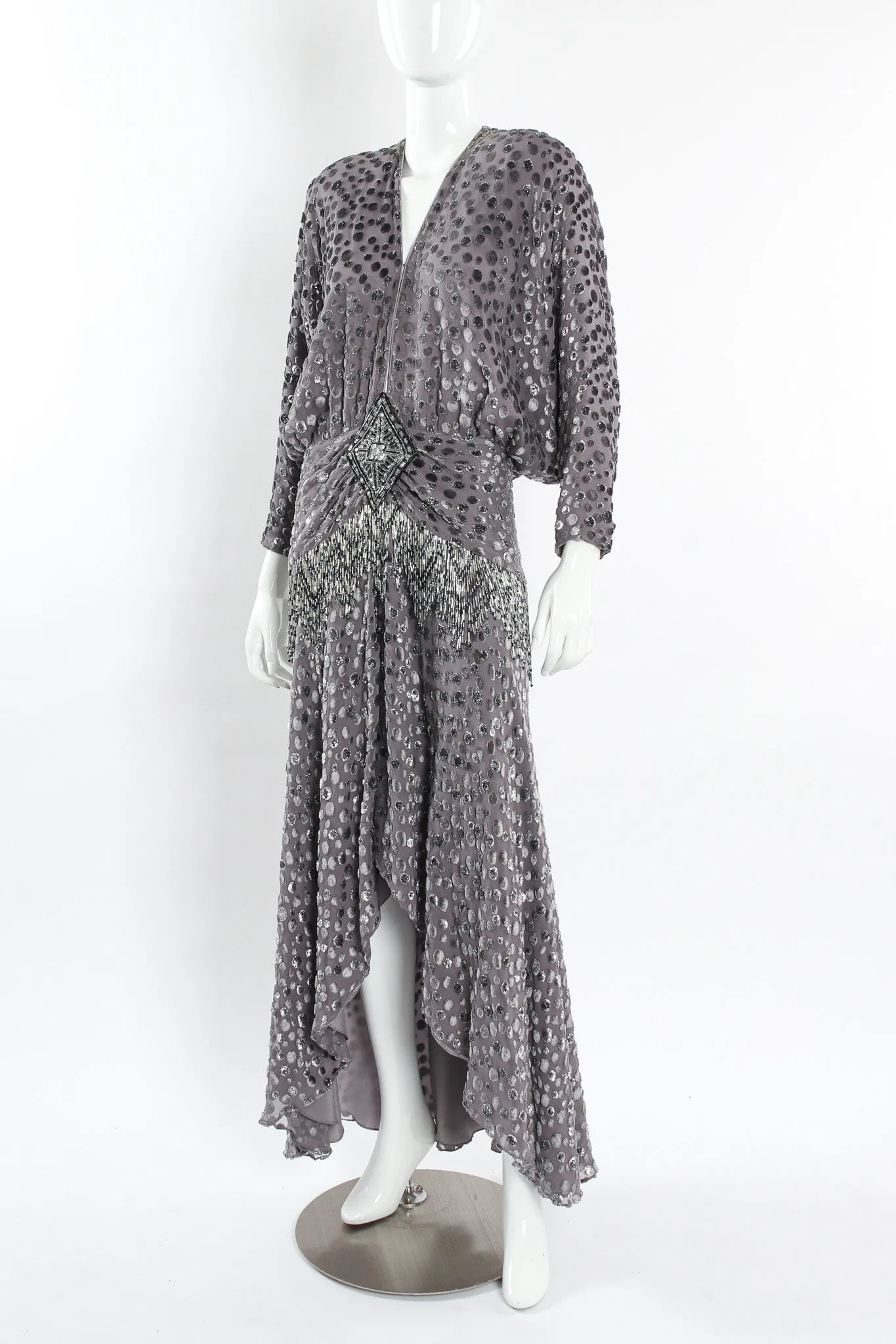 Polka Dot Beaded Silk Dress
