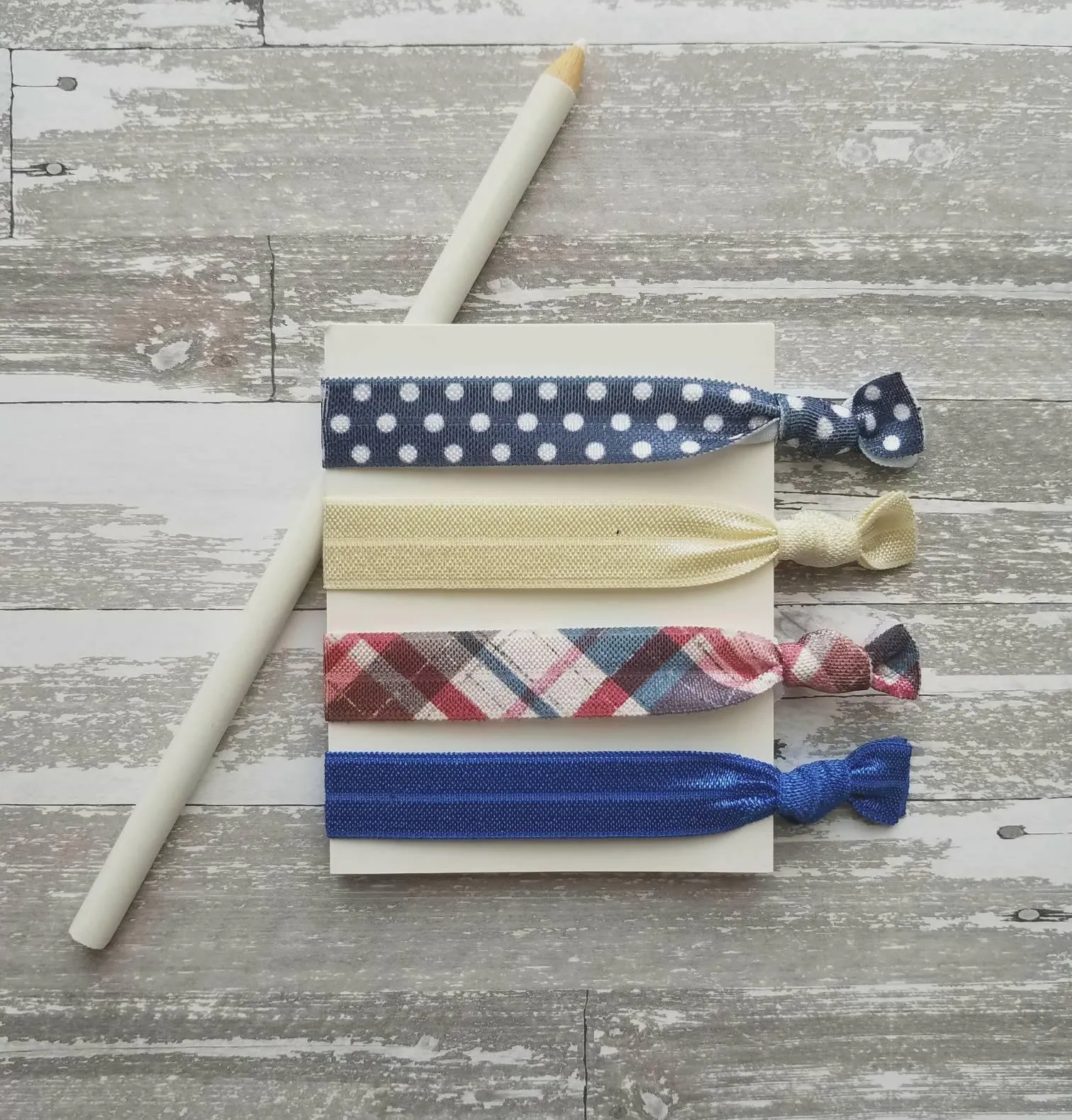 Polka Dot Hair Band Set, plaid hair tie, red navy cobalt blue ivory white, elastic hair band, stretch tie, ponytail holder, girl ladies gift