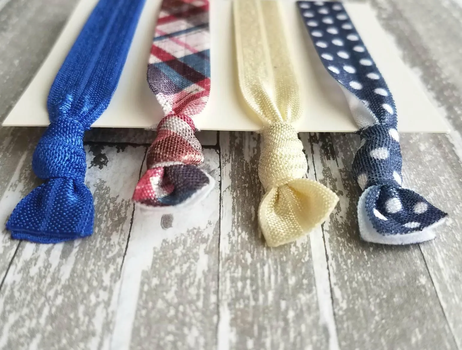 Polka Dot Hair Band Set, plaid hair tie, red navy cobalt blue ivory white, elastic hair band, stretch tie, ponytail holder, girl ladies gift