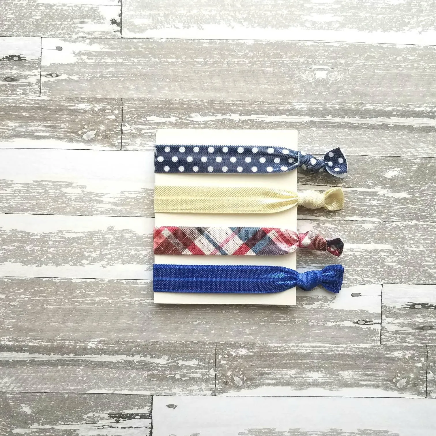 Polka Dot Hair Band Set, plaid hair tie, red navy cobalt blue ivory white, elastic hair band, stretch tie, ponytail holder, girl ladies gift