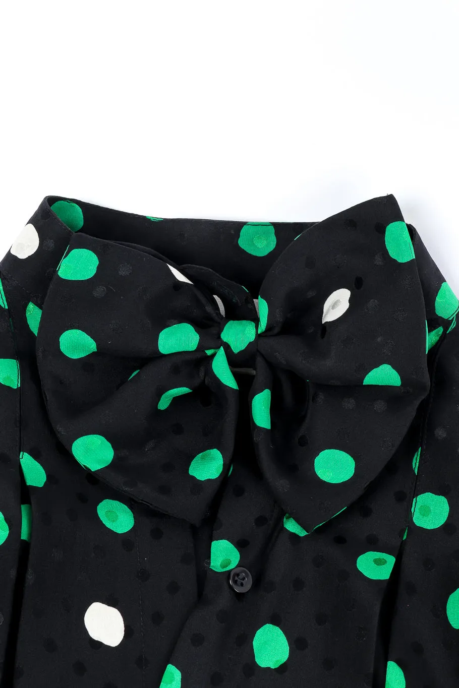 Polka Dot Print Silk Blouse and Skirt Set