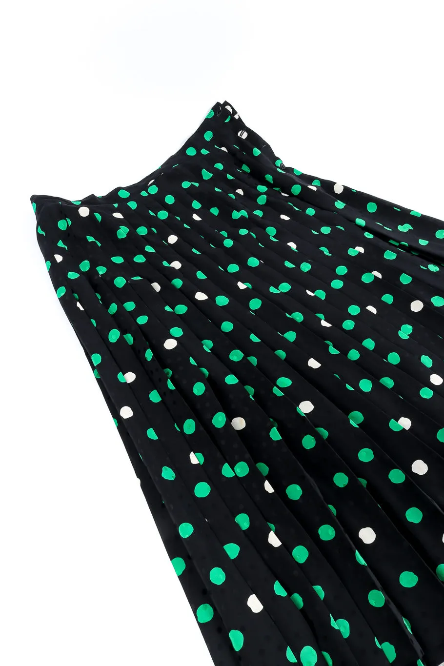 Polka Dot Print Silk Blouse and Skirt Set