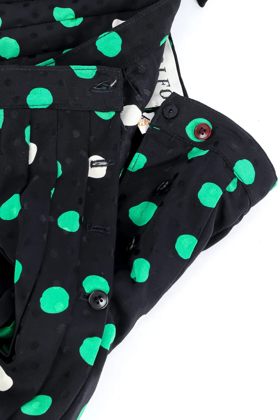 Polka Dot Print Silk Blouse and Skirt Set