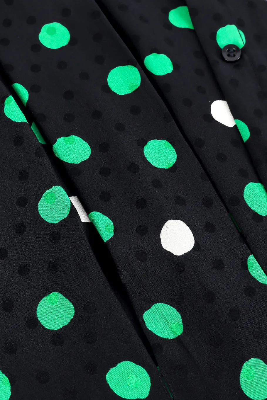 Polka Dot Print Silk Blouse and Skirt Set