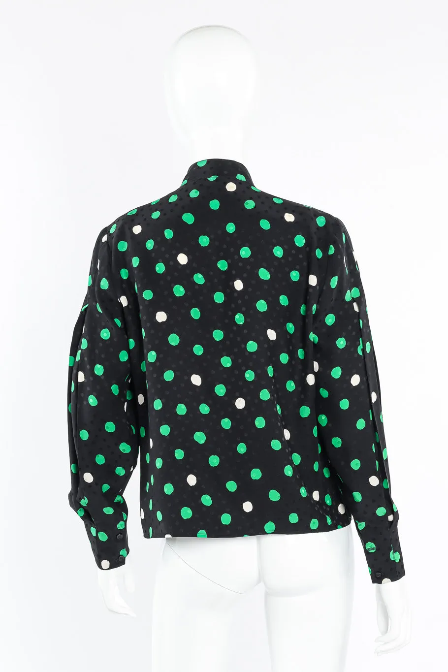 Polka Dot Print Silk Blouse and Skirt Set