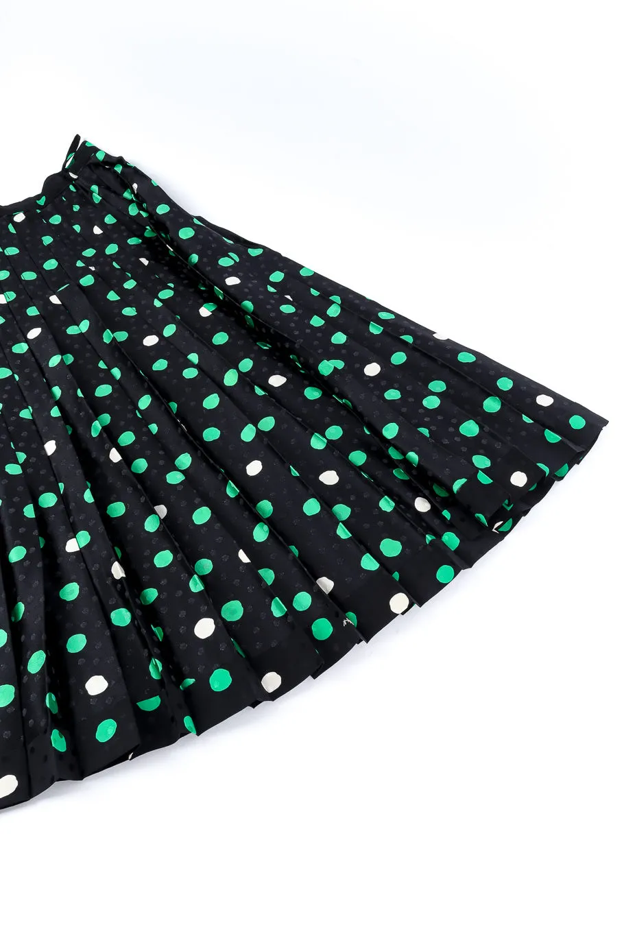Polka Dot Print Silk Blouse and Skirt Set