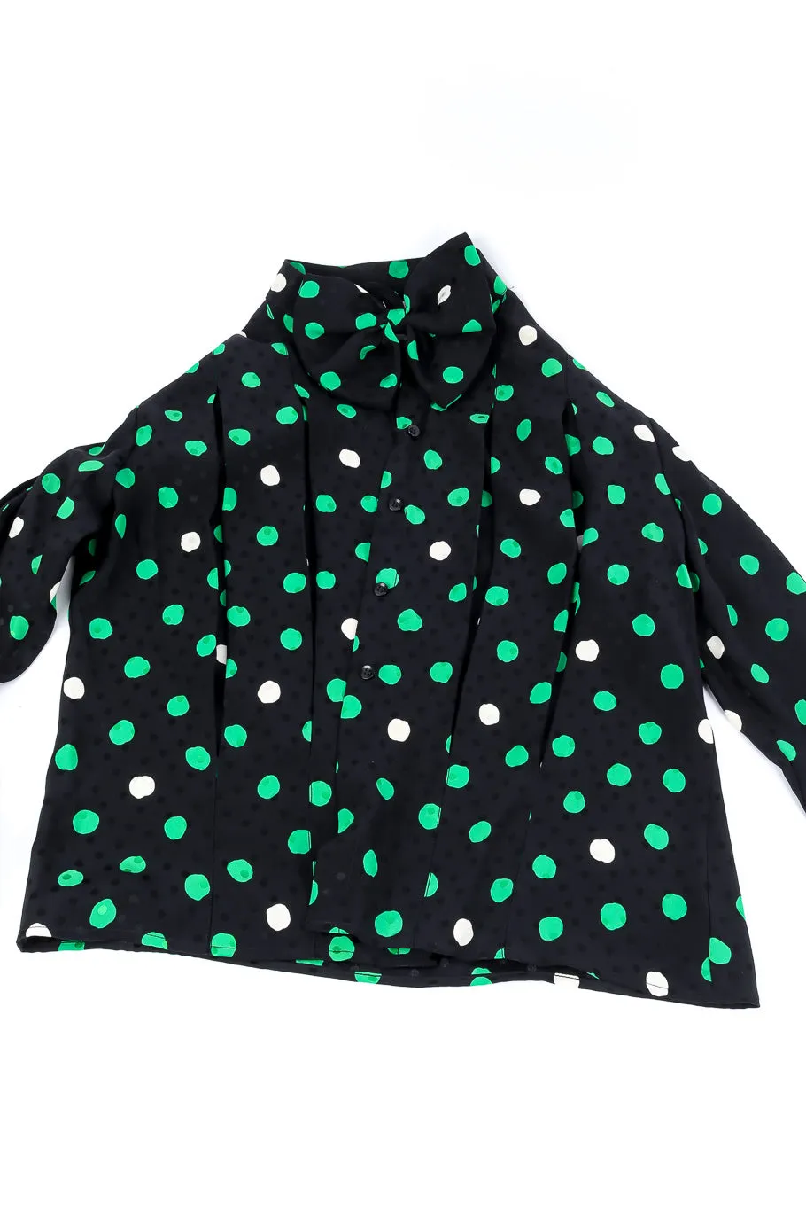 Polka Dot Print Silk Blouse and Skirt Set
