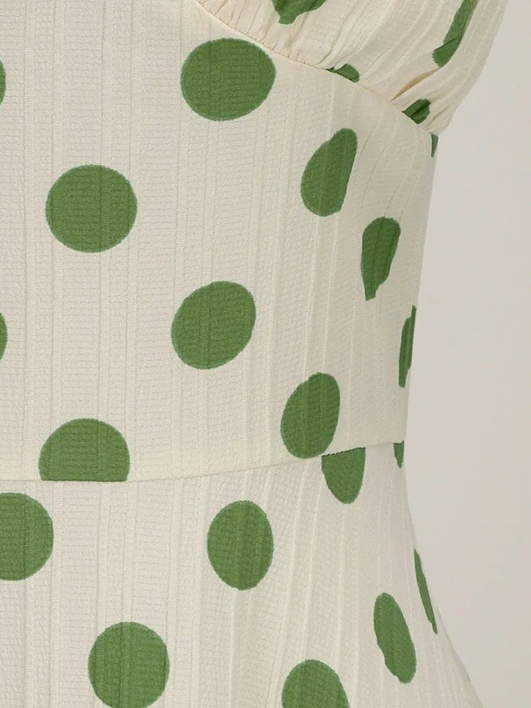 Polka Dots Halter Audrey Hepburn Style 1950S Vintage Dress With Bow Backless
