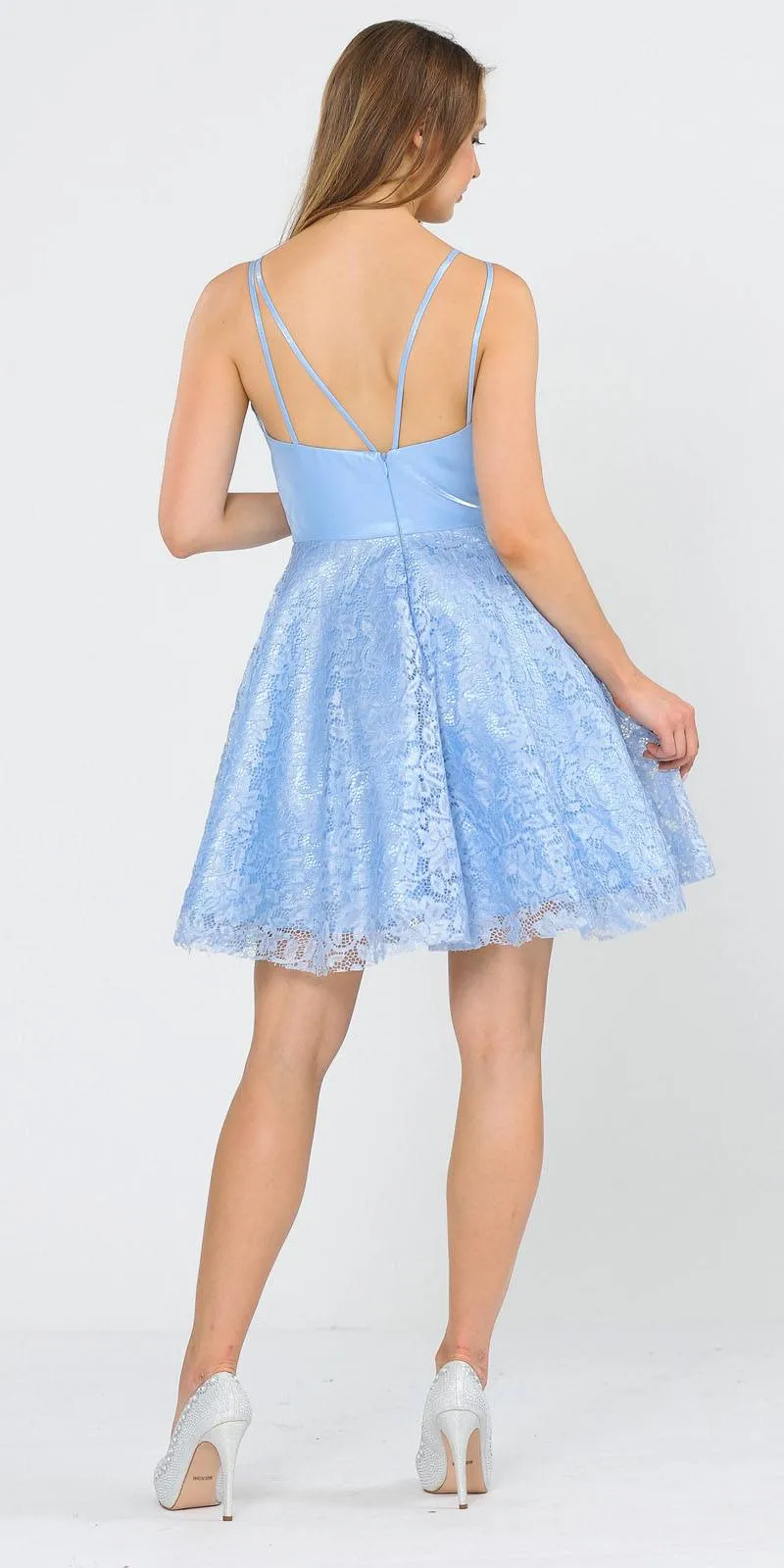 Poly USA 8418 V-Neck Short Dress with Pockets